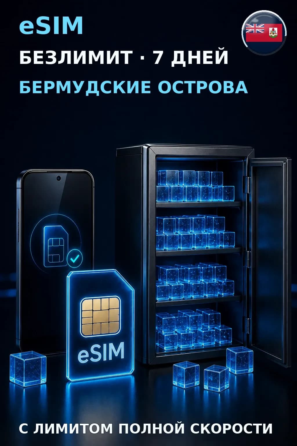 eSIM Бермудские Острова — БЕЗЛИМИТ, 7 дней — интернет