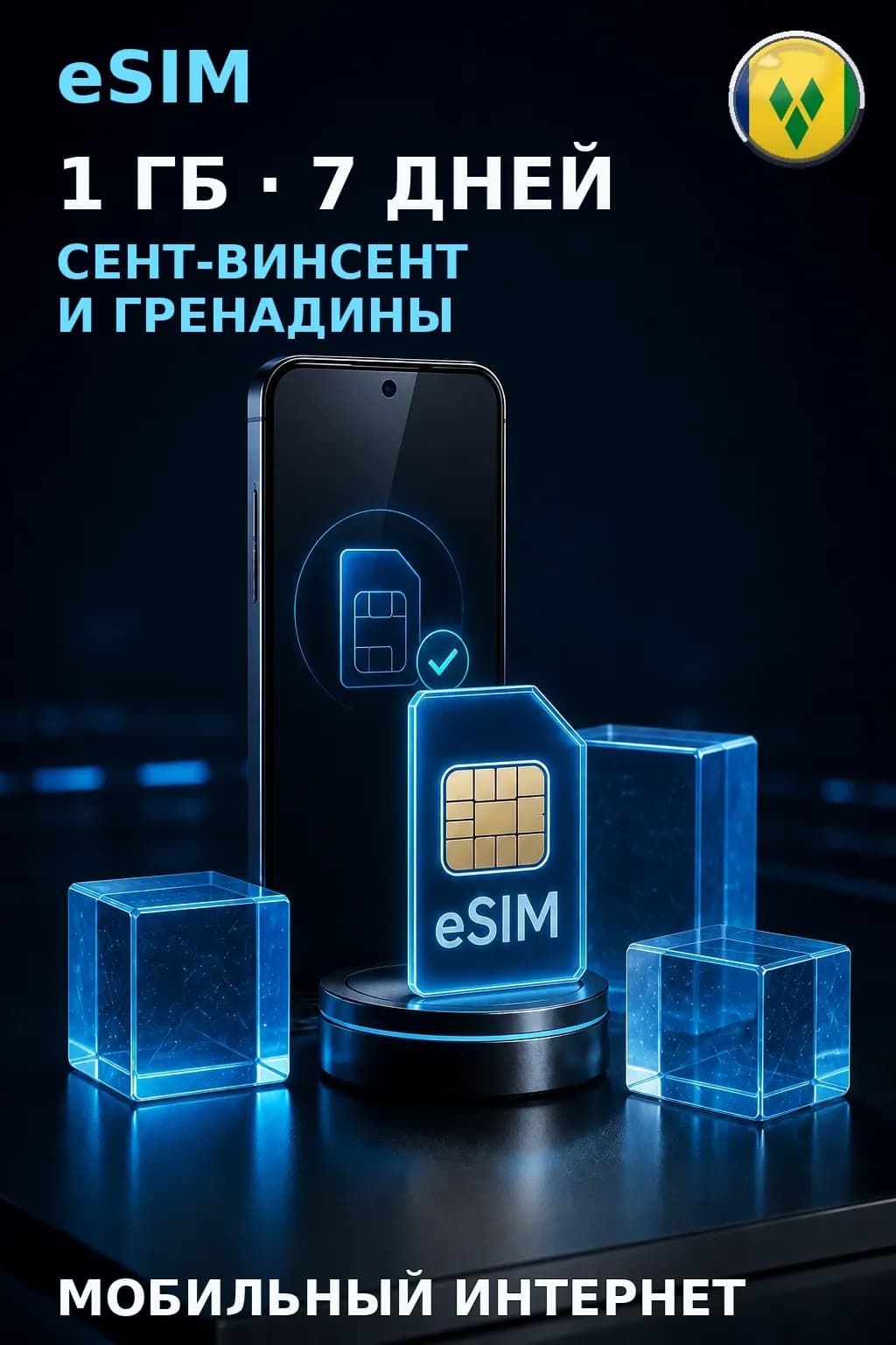 eSIM Сент-Винсент и Гренадины — 1 ГБ, 7 дней — интернет
