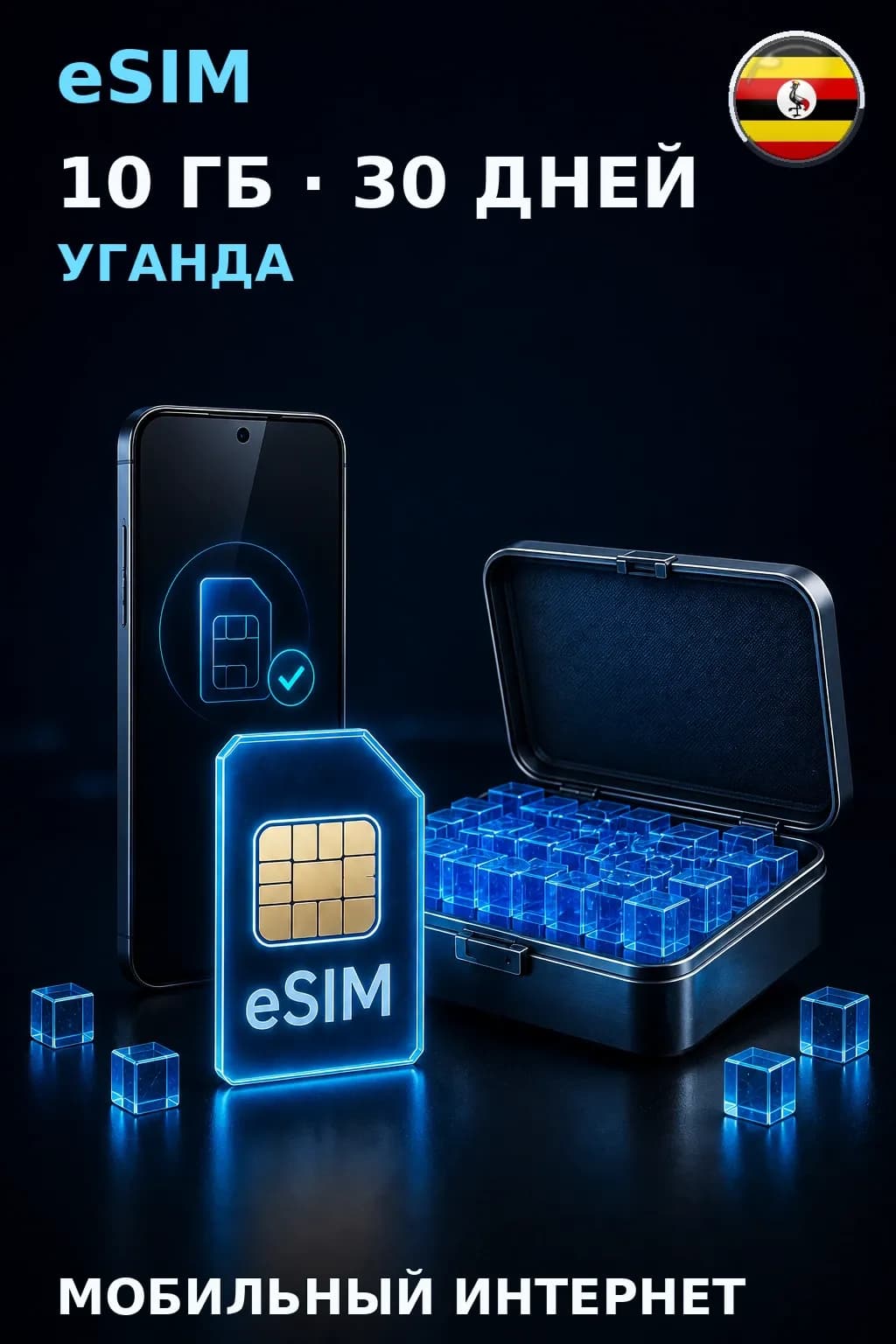 eSIM Уганда — 10 ГБ, 30 дней — интернет