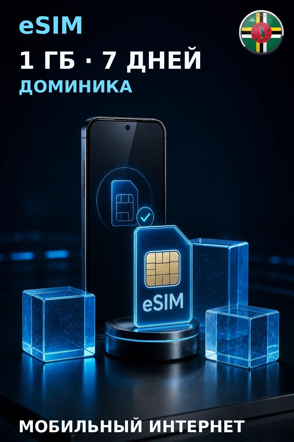eSIM Доминика — 1 ГБ, 7 дней — интернет