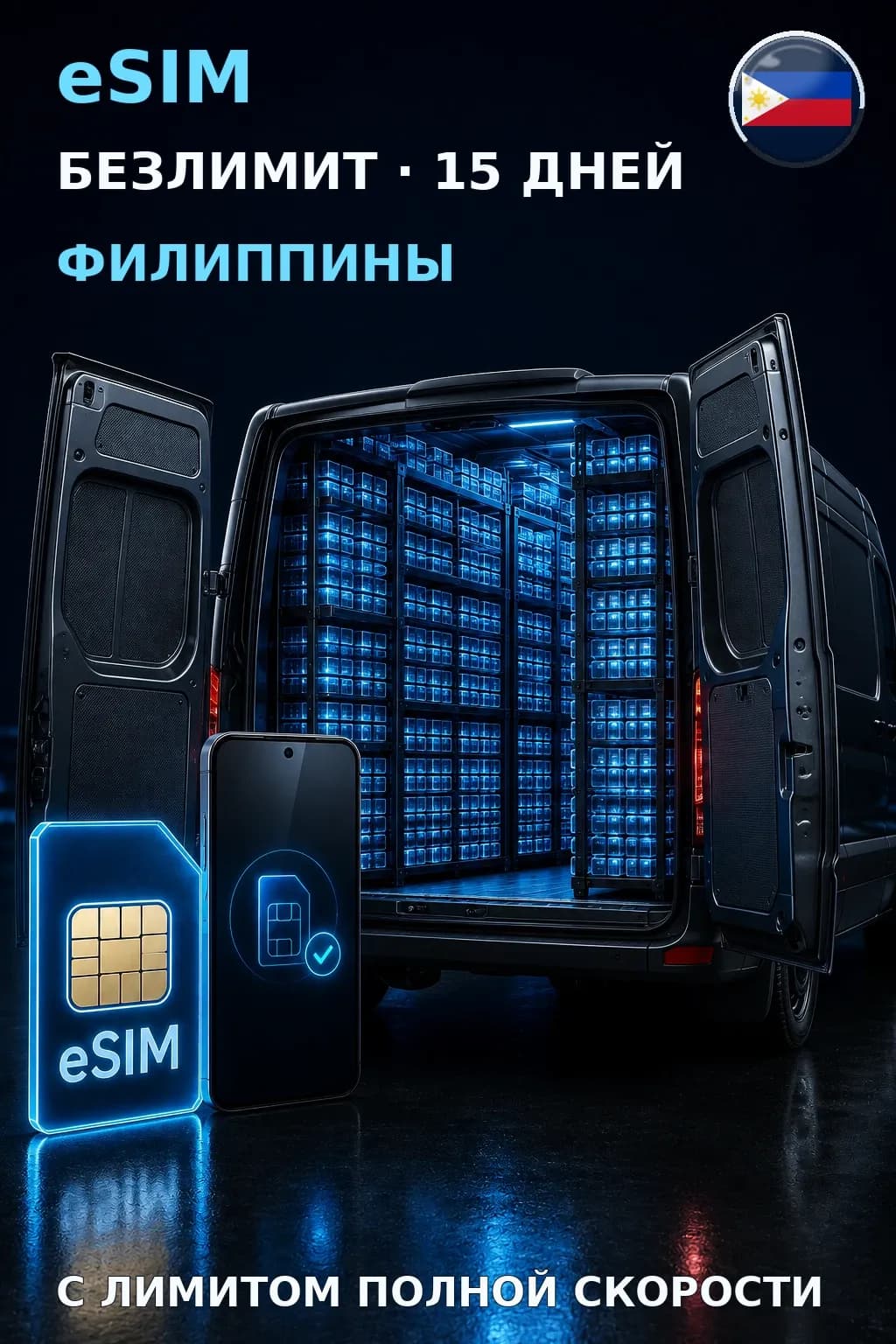 eSIM Филиппины — БЕЗЛИМИТ, 15 дней — интернет