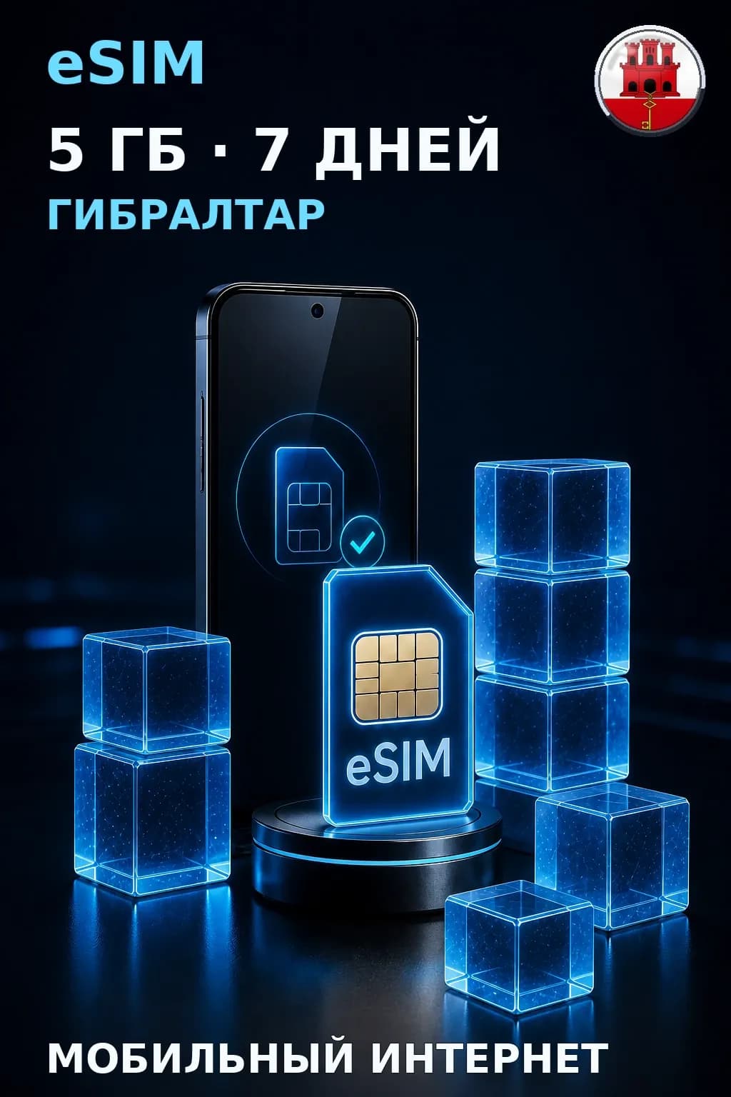 eSIM Гибралтар — 5 ГБ, 7 дней — интернет
