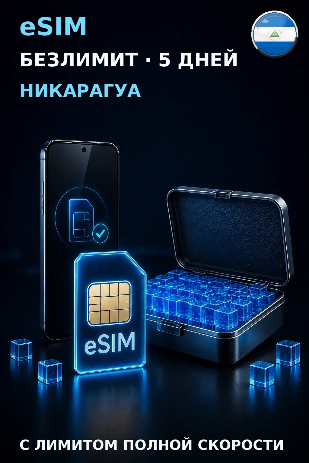 eSIM Никарагуа — БЕЗЛИМИТ, 5 дней — интернет
