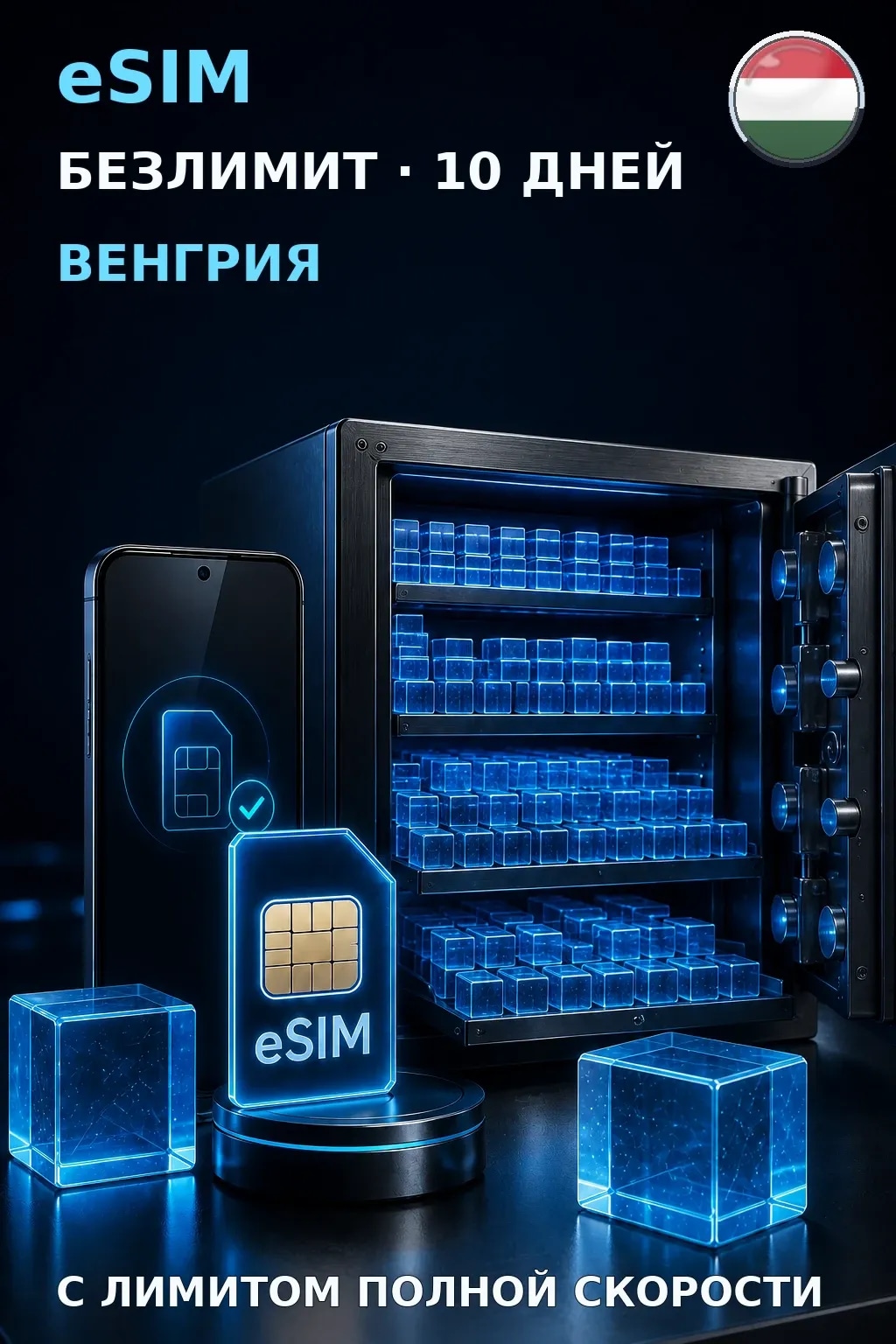 eSIM Венгрия — БЕЗЛИМИТ, 10 дней — интернет