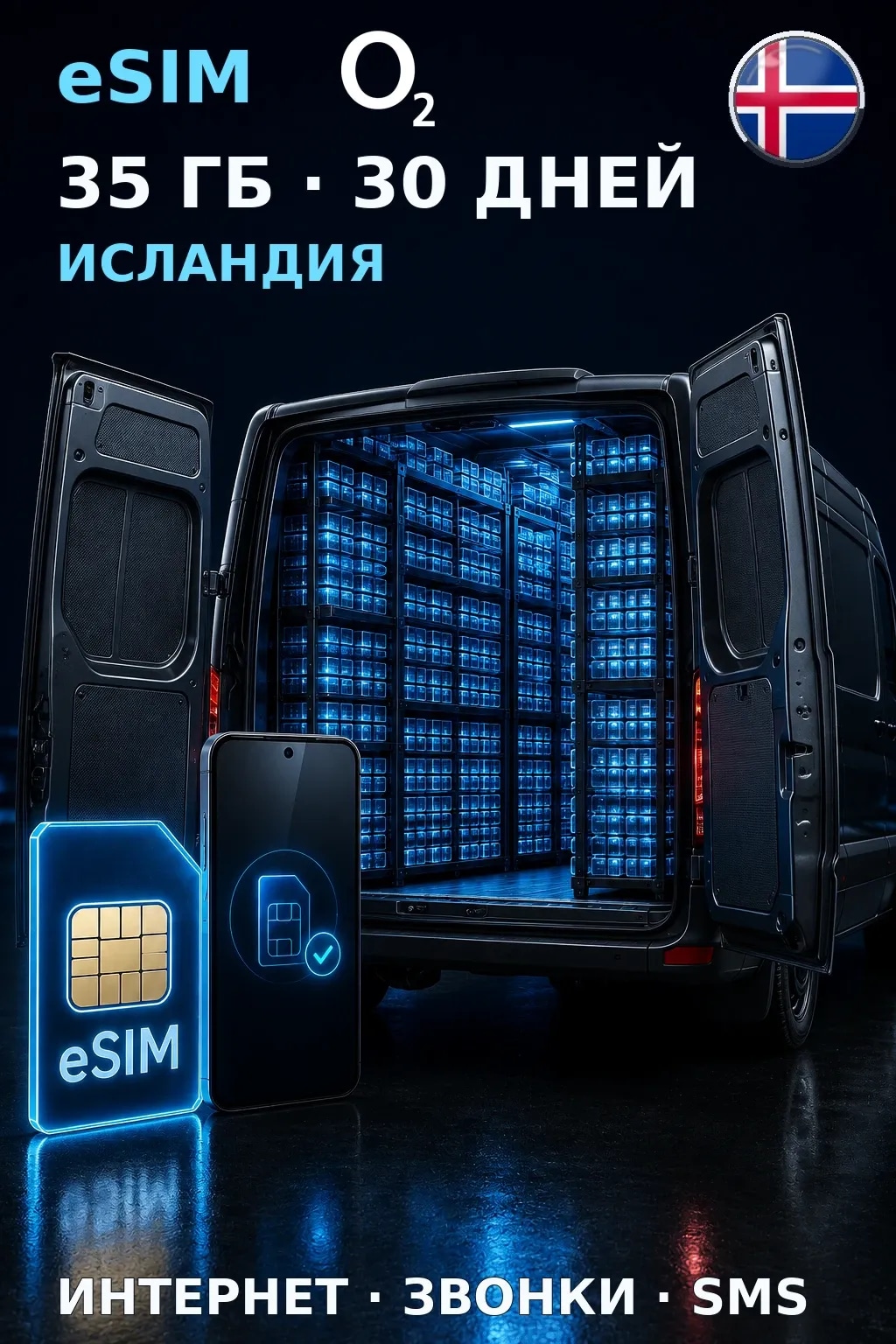 eSIM Исландия — 35 ГБ, 30 дней — интернет, звонки и SMS