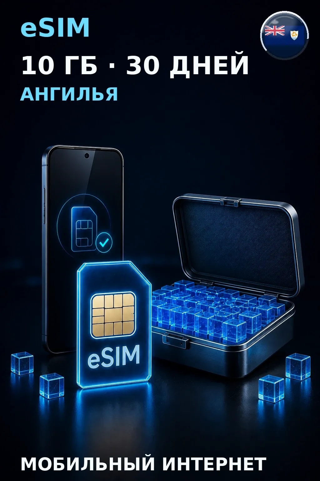 eSIM Ангилья — 10 ГБ, 30 дней — интернет