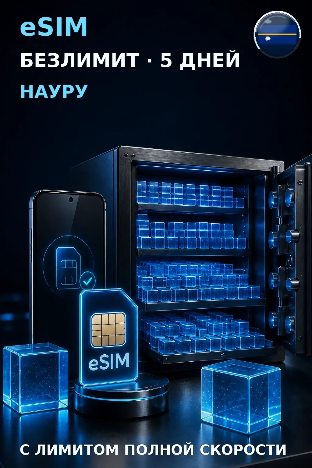 eSIM Науру — БЕЗЛИМИТ, 5 дней — интернет