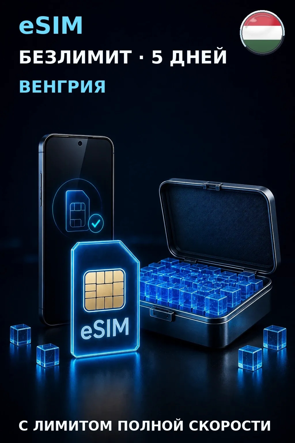 eSIM Венгрия — БЕЗЛИМИТ, 5 дней — интернет