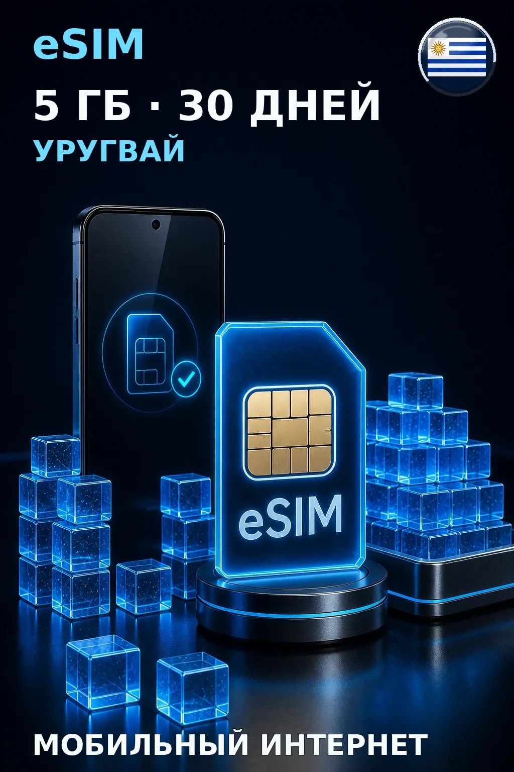 eSIM Уругвай — 5 ГБ, 30 дней — интернет