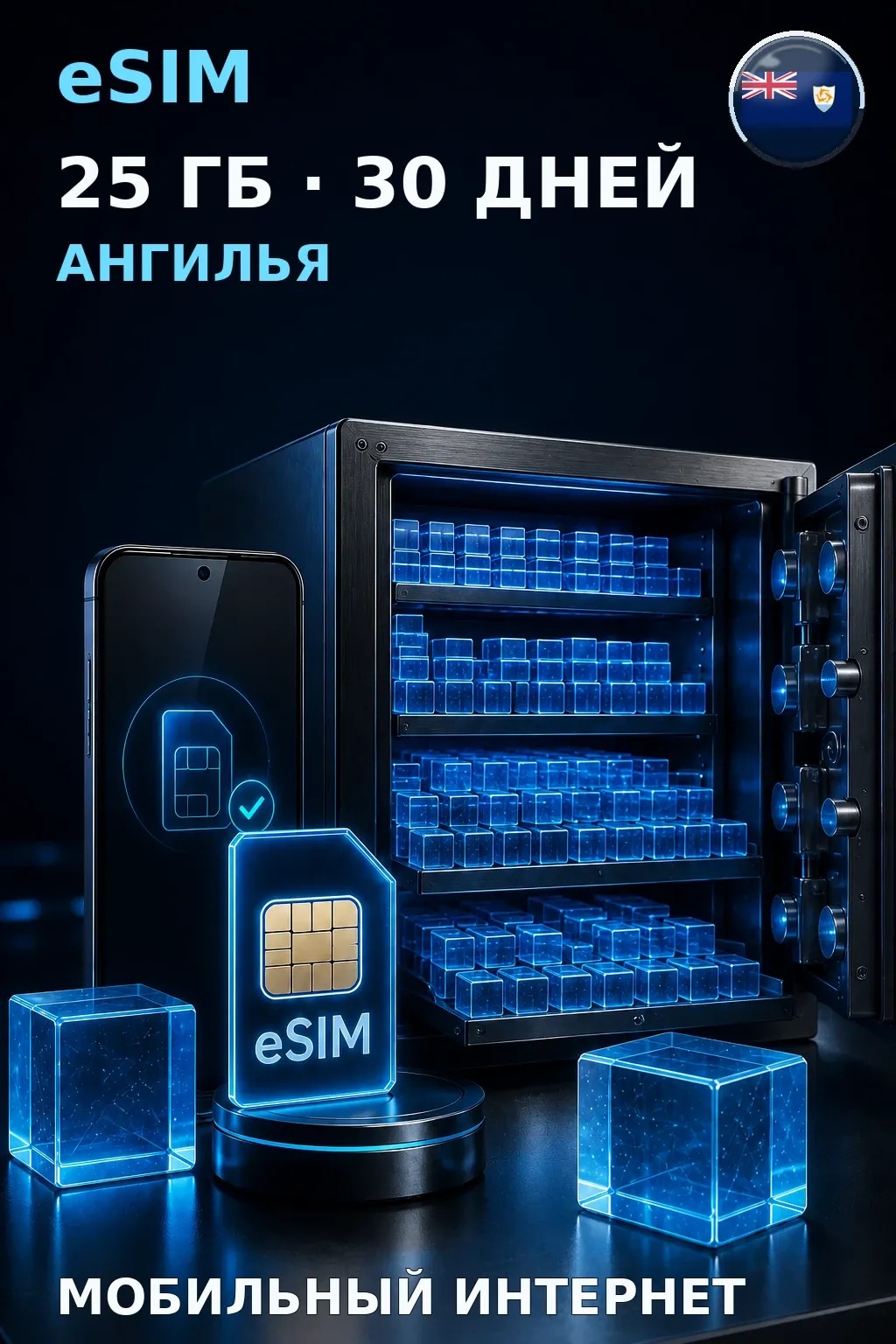 eSIM Ангилья — 25 ГБ, 30 дней — интернет