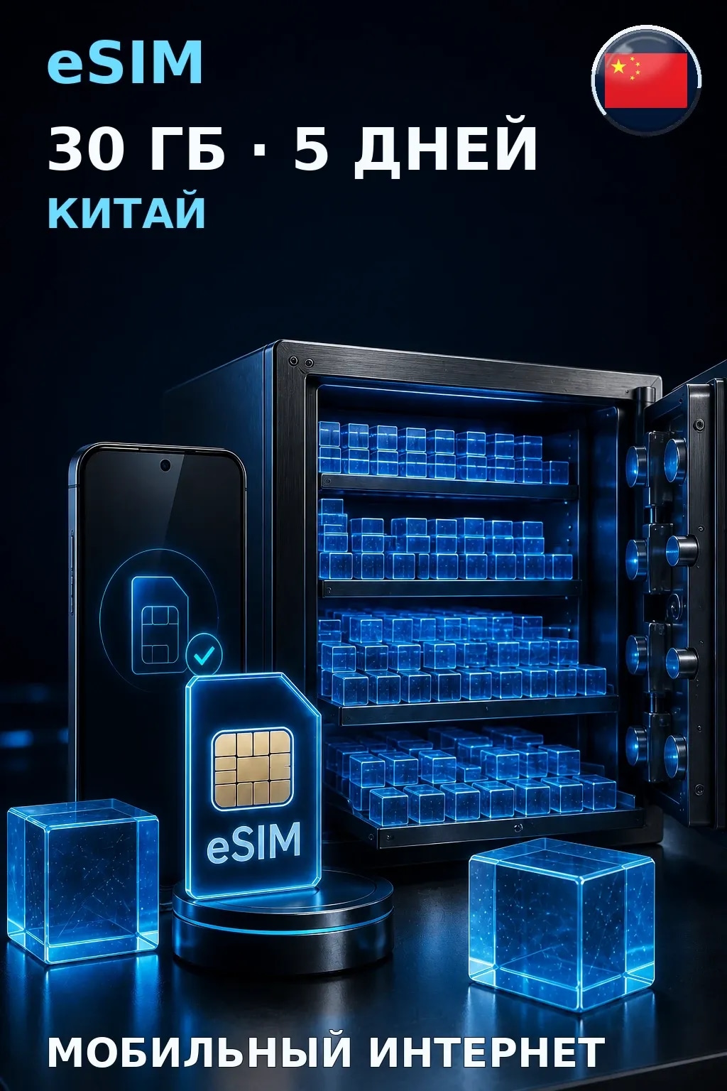 eSIM Китай — 30 ГБ, 5 дней — интернет