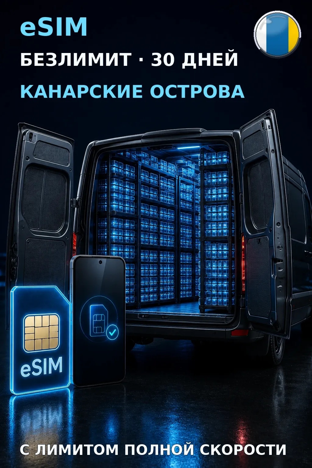 eSIM Канарские Острова — БЕЗЛИМИТ, 30 дней — интернет