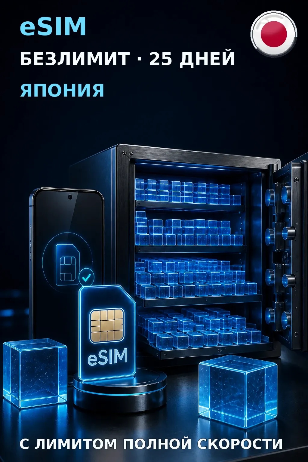 eSIM Япония — БЕЗЛИМИТ, 25 дней — интернет