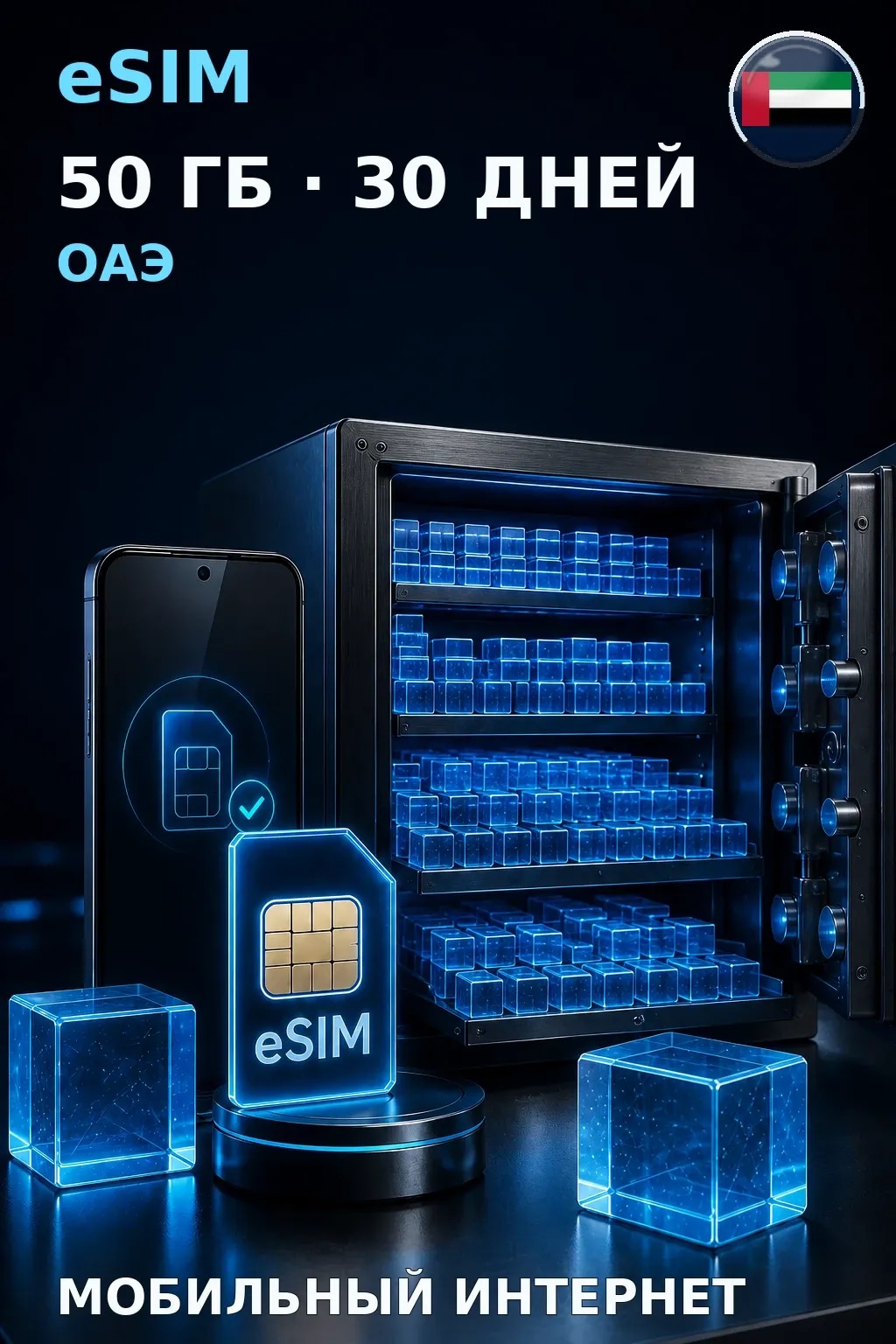 eSIM ОАЭ — 50 ГБ, 30 дней — интернет