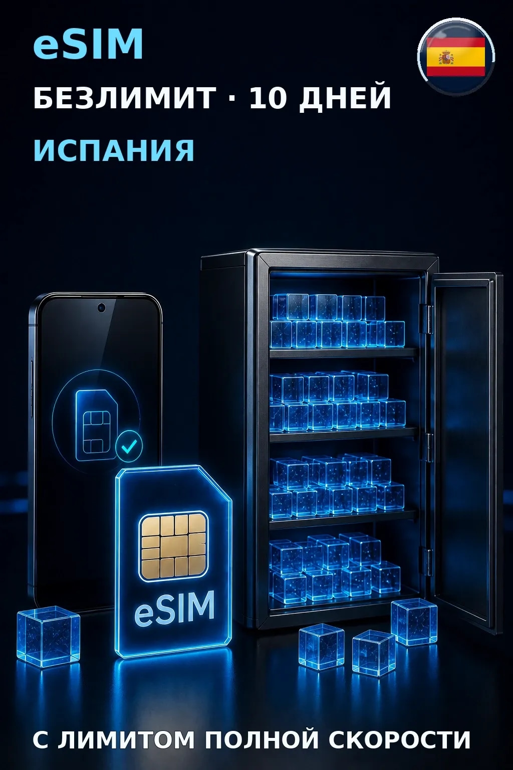 eSIM Испания — БЕЗЛИМИТ, 10 дней — интернет