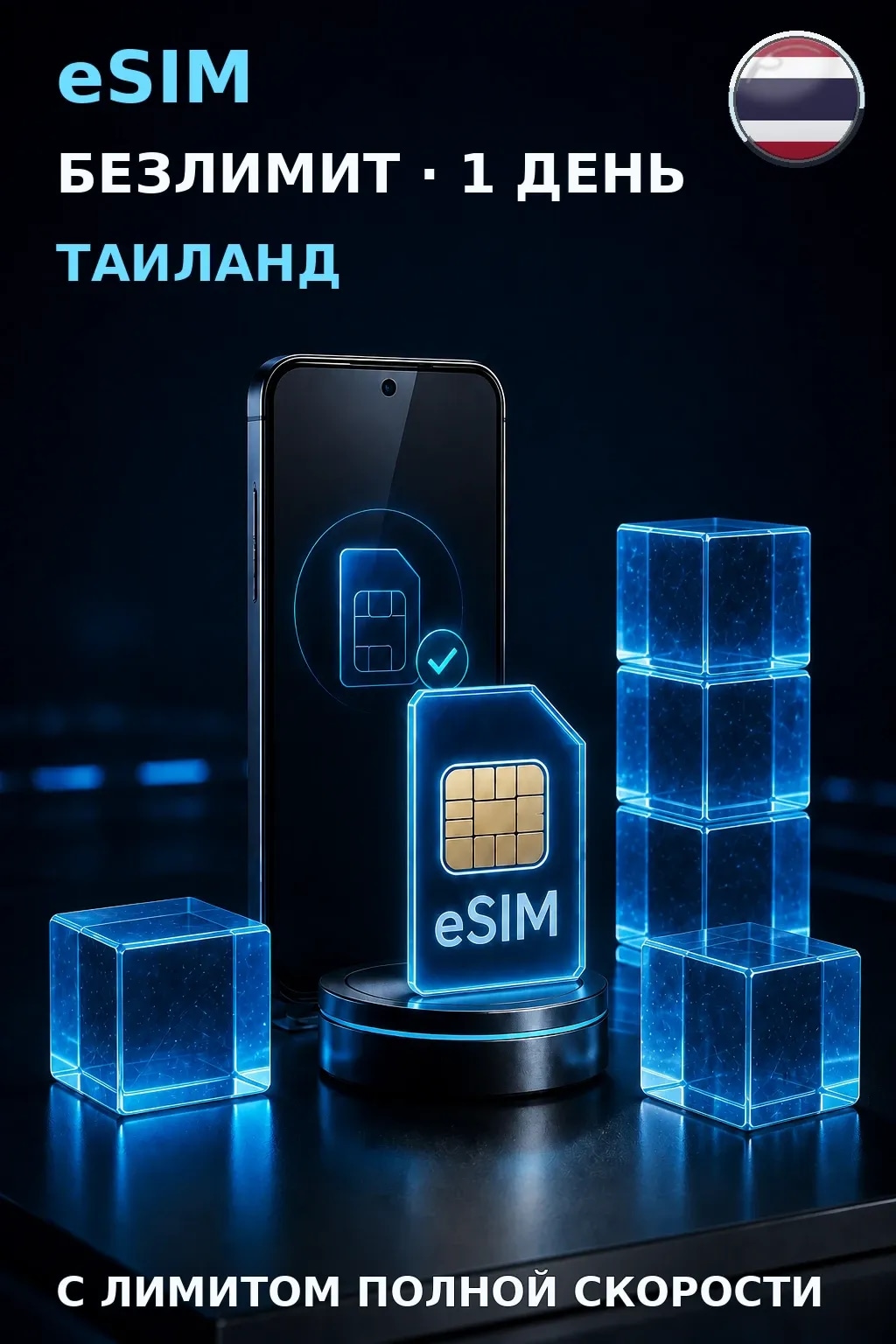 eSIM Таиланд — БЕЗЛИМИТ, 1 день — интернет