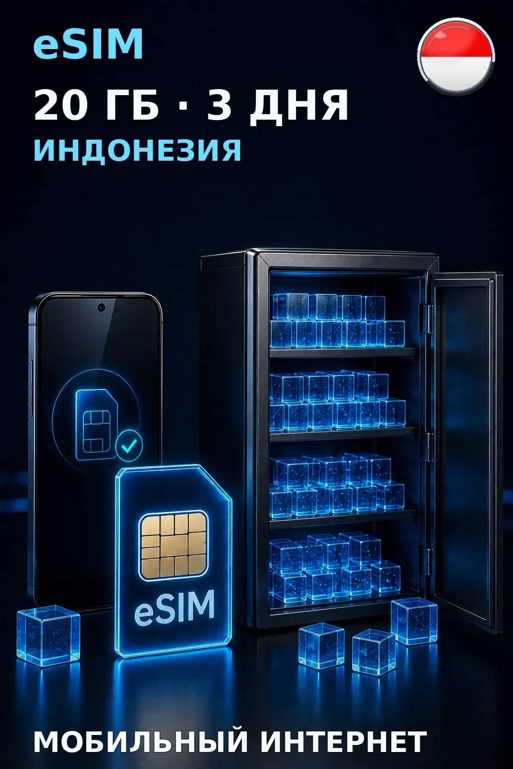eSIM Индонезия — 20 ГБ, 3 дня — интернет