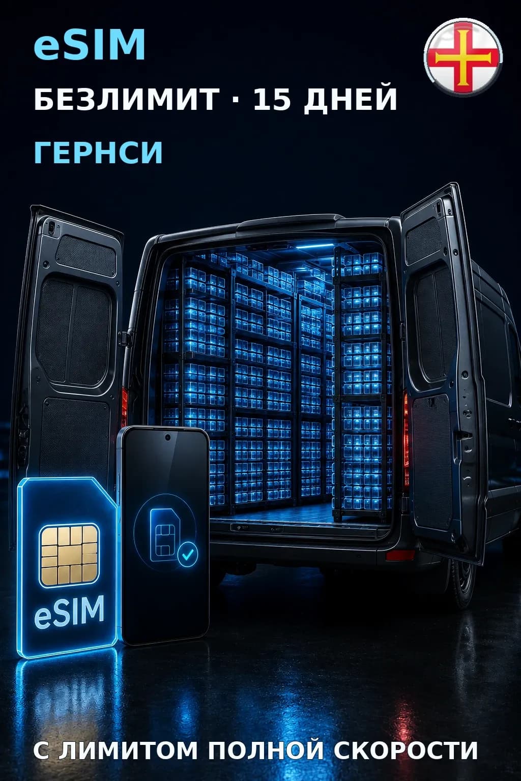 eSIM Гернси — БЕЗЛИМИТ, 15 дней — интернет