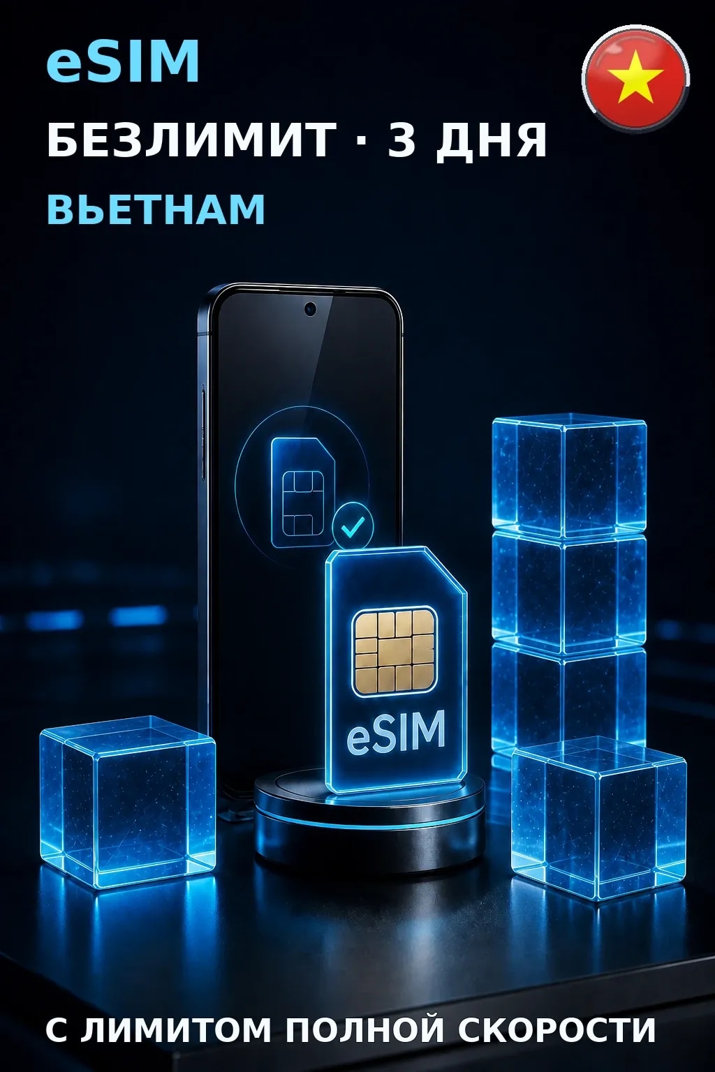 eSIM Вьетнам — БЕЗЛИМИТ, 3 дня — интернет