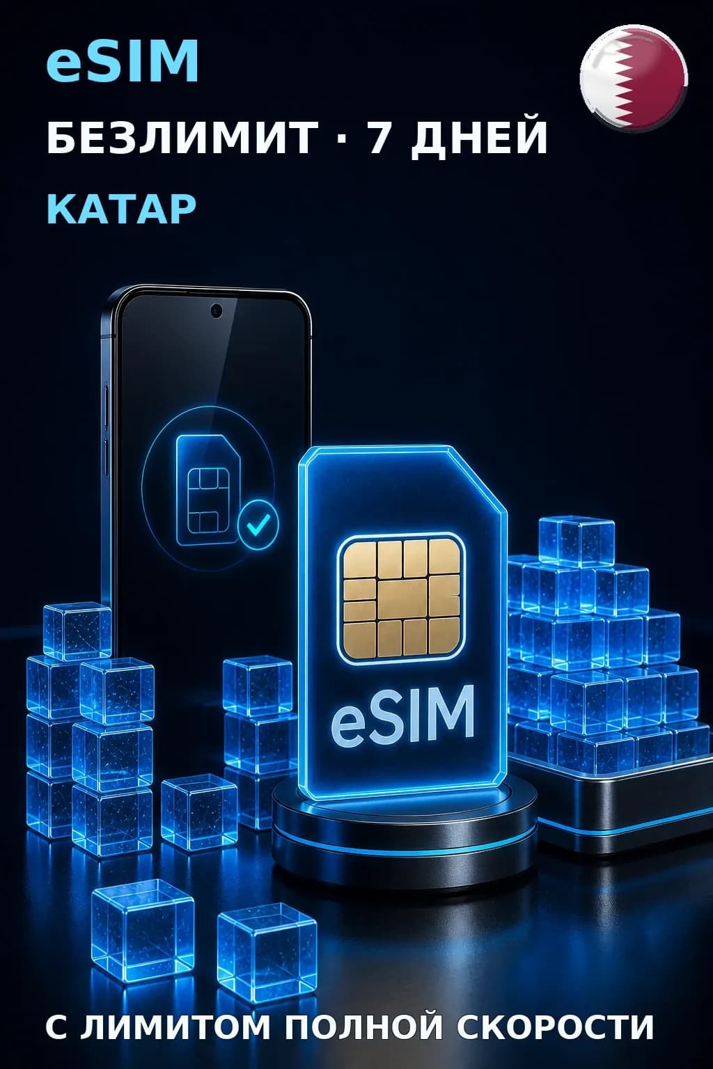 eSIM Катар — БЕЗЛИМИТ, 7 дней — интернет