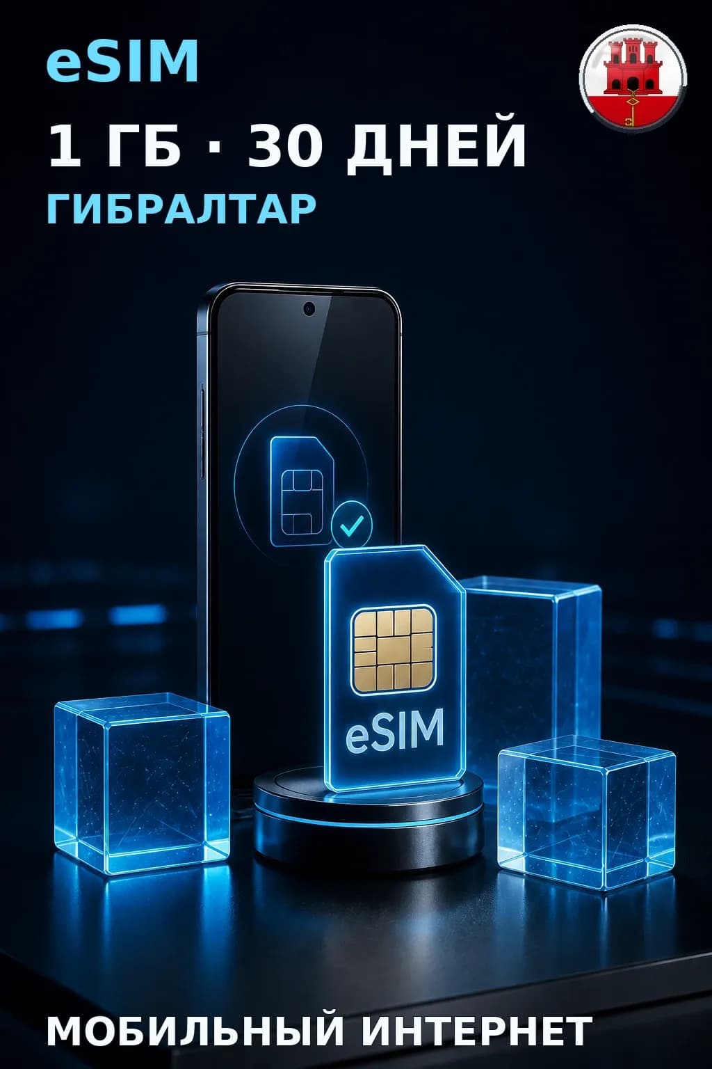 eSIM Гибралтар — 1 ГБ, 30 дней — интернет