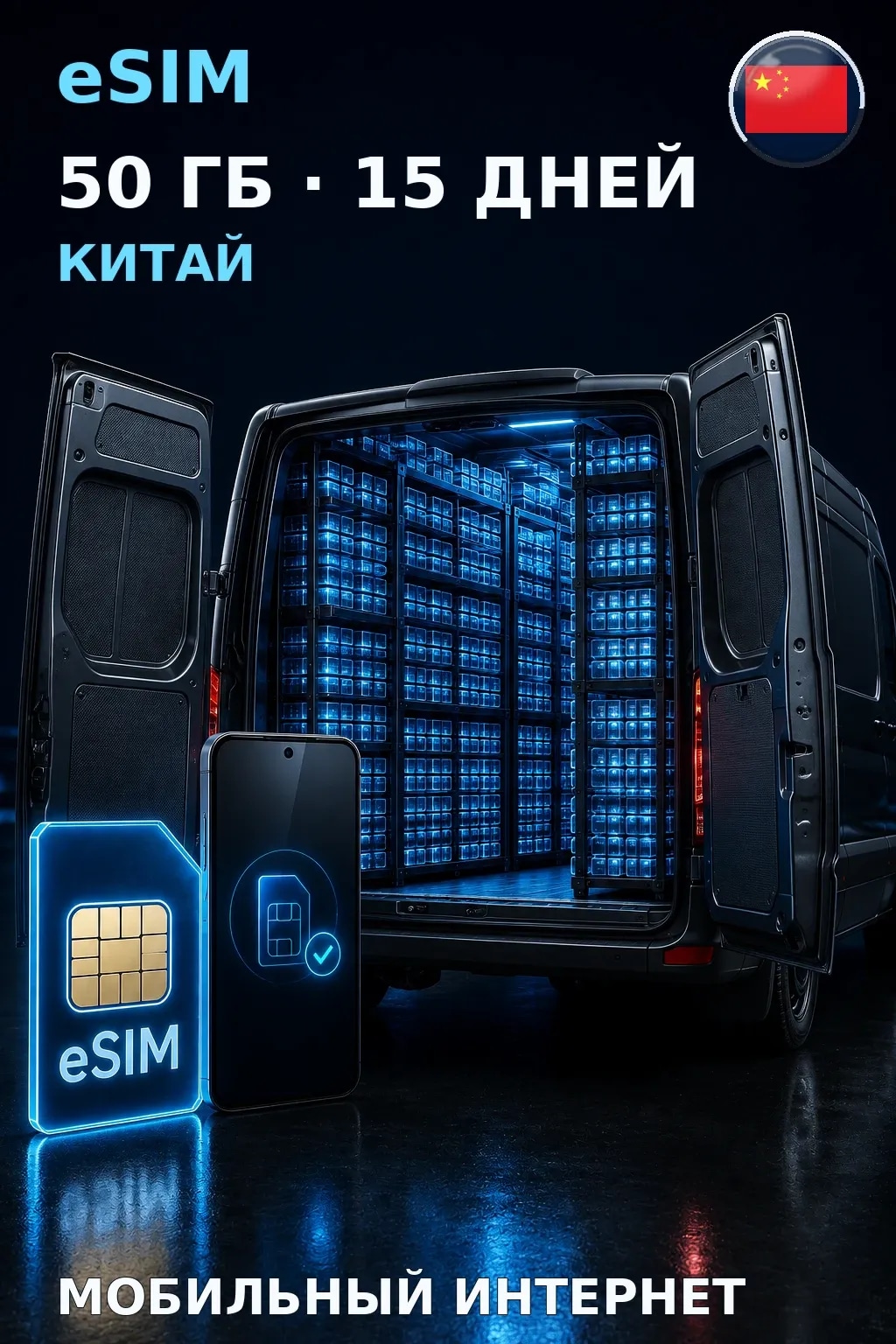 eSIM Китай — 50 ГБ, 15 дней — интернет