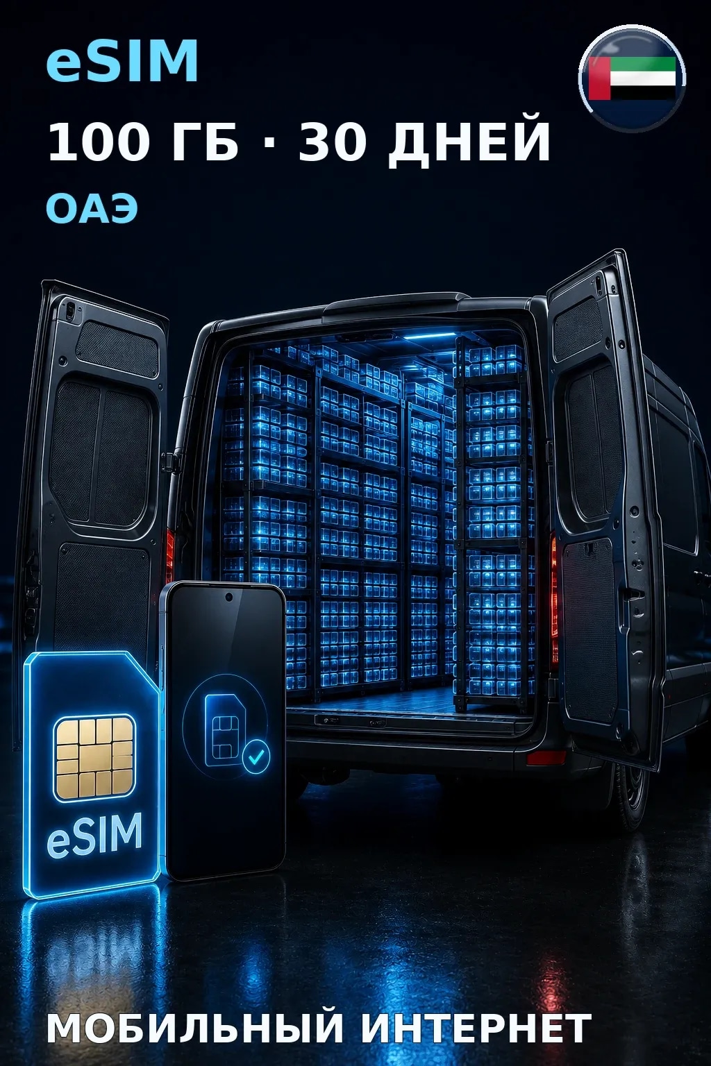 eSIM ОАЭ — 100 ГБ, 30 дней — интернет